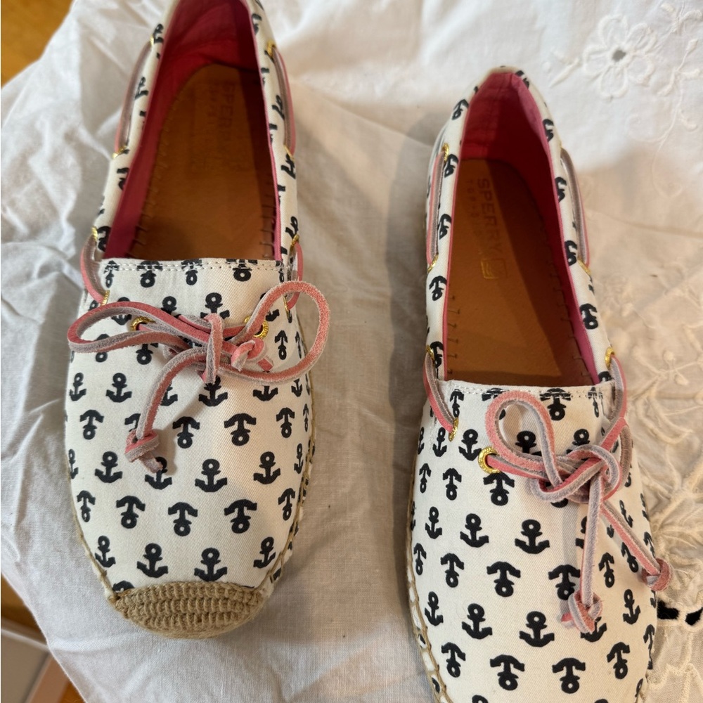 Sperry Katama Ivory Navy Espadrille Flats